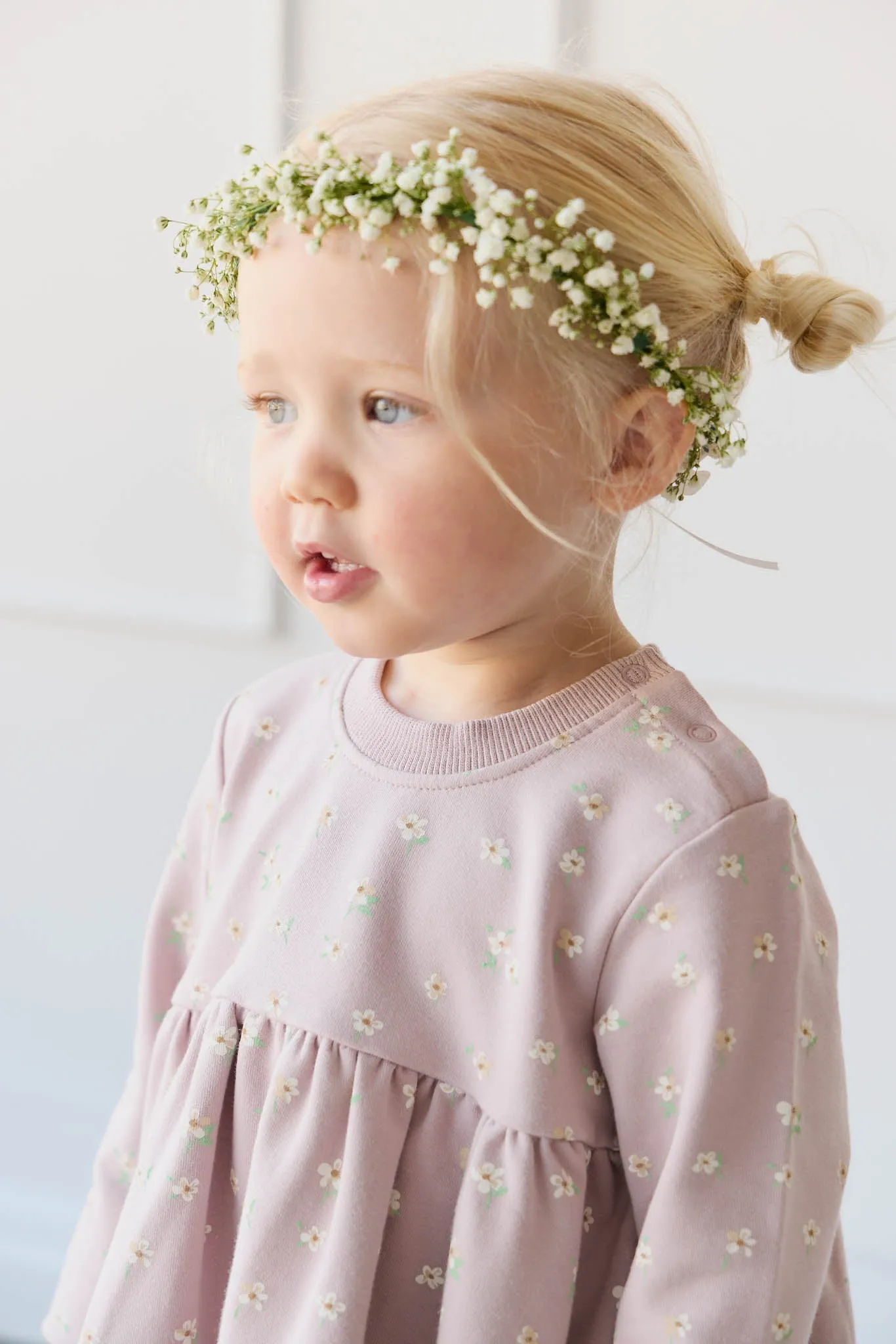 Organic Cotton Charlotte Dress - Simple Flowers Lilac