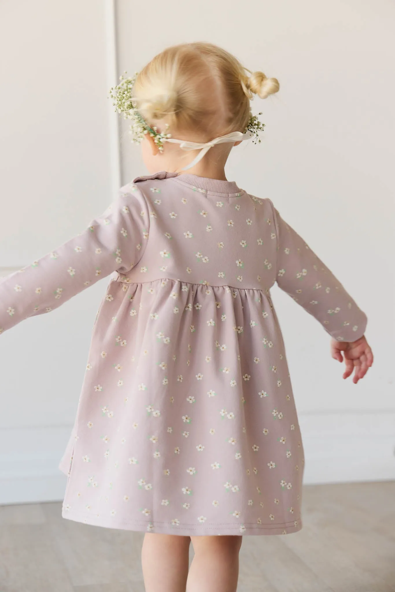 Organic Cotton Charlotte Dress - Simple Flowers Lilac