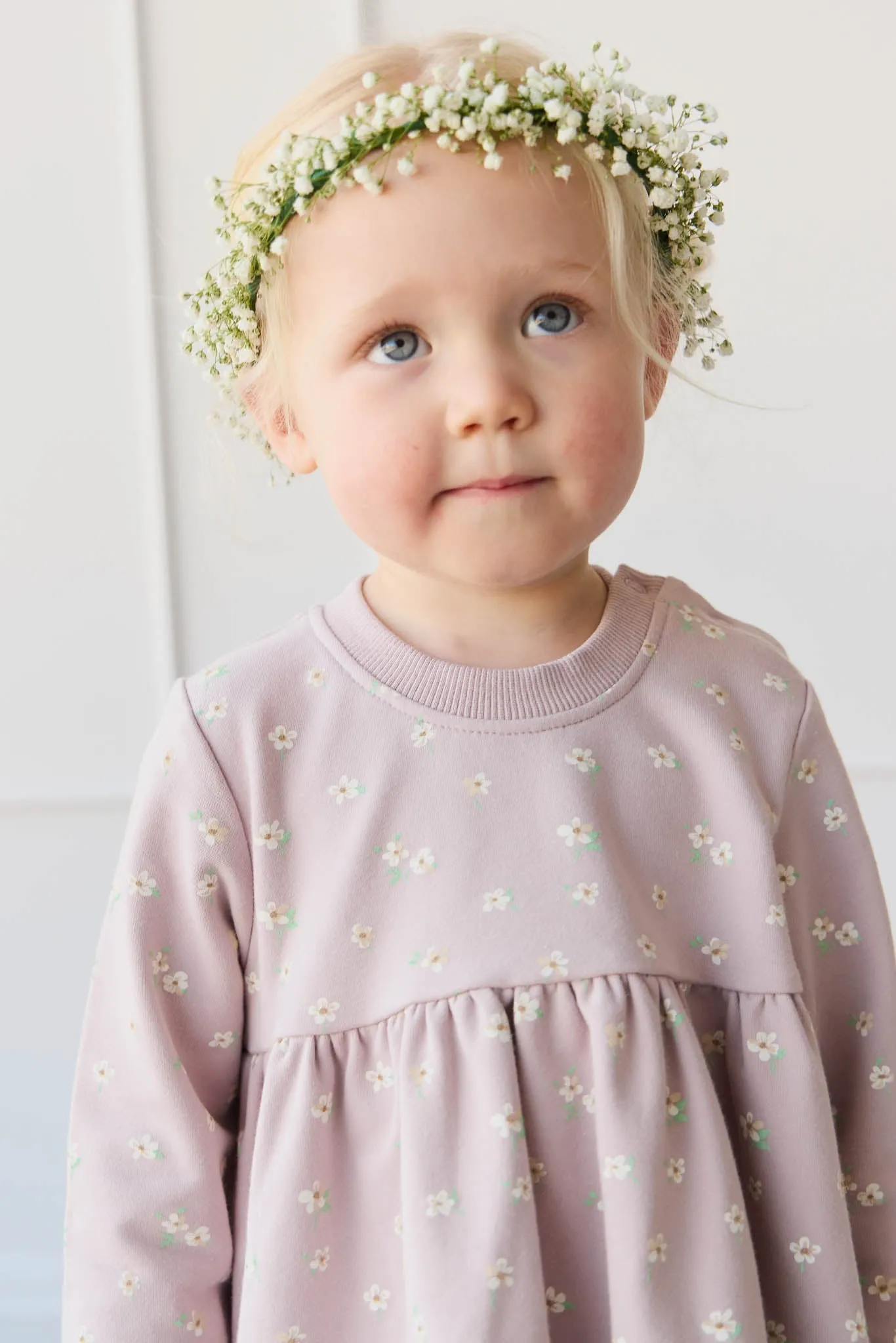 Organic Cotton Charlotte Dress - Simple Flowers Lilac