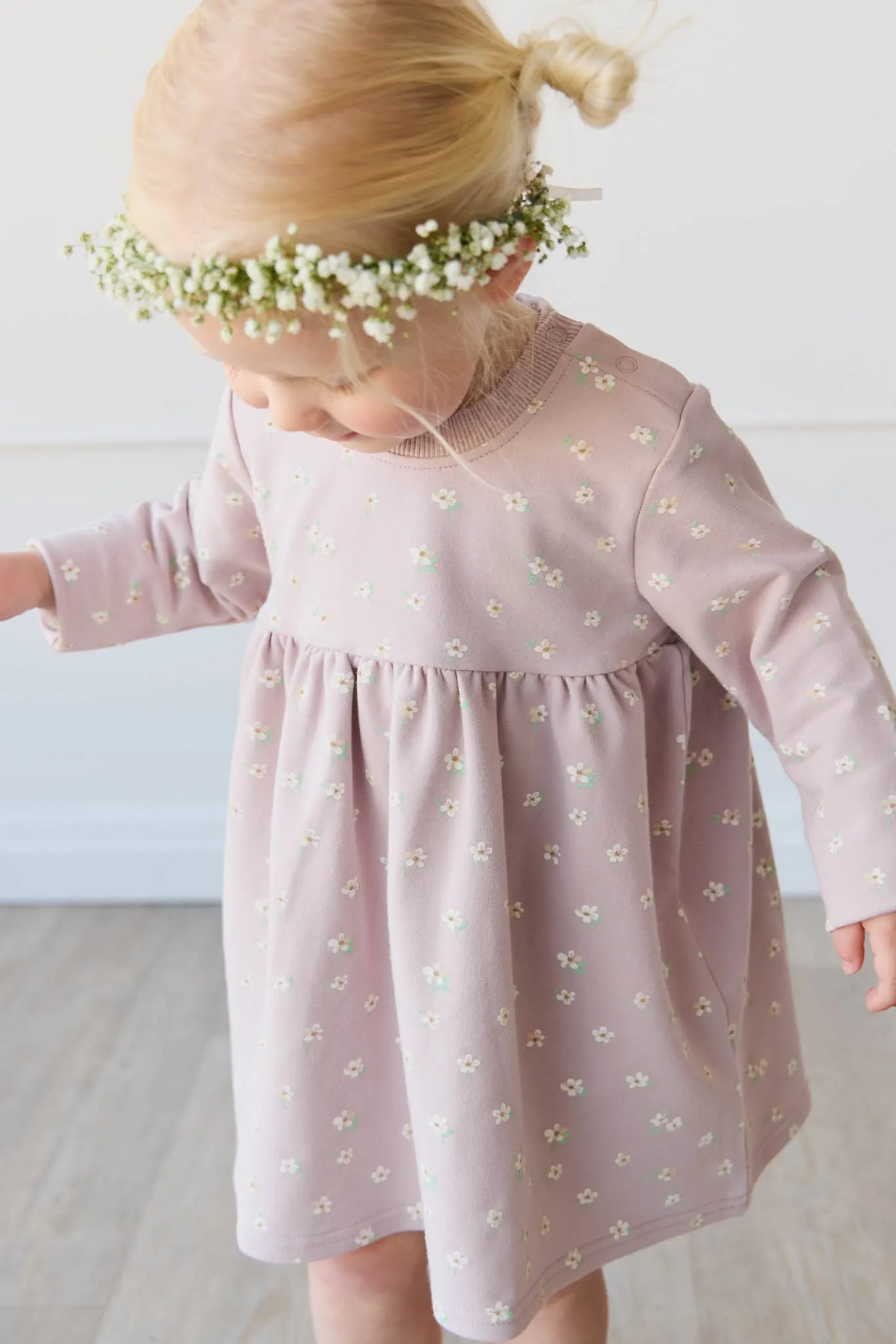 Organic Cotton Charlotte Dress - Simple Flowers Lilac