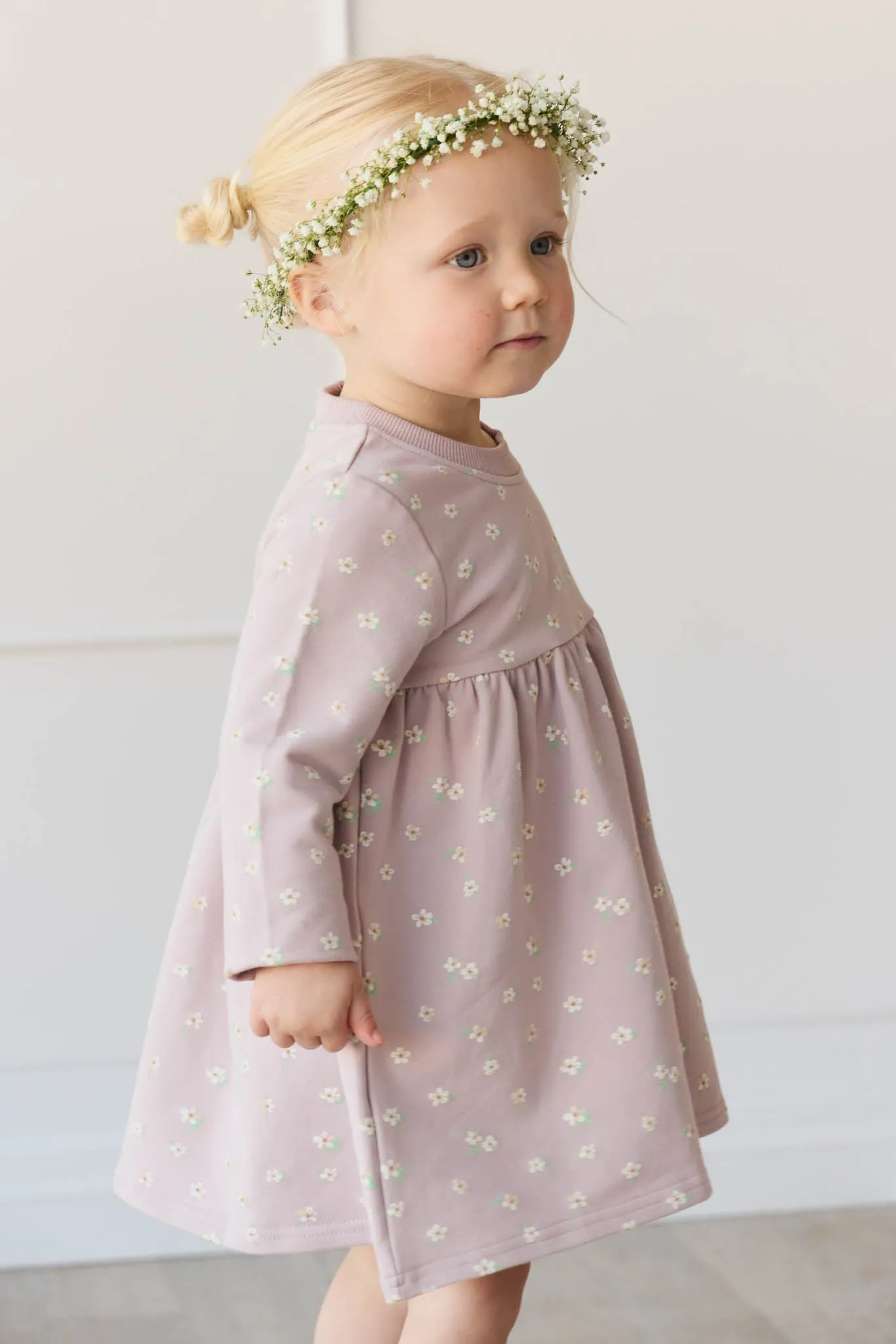 Organic Cotton Charlotte Dress - Simple Flowers Lilac