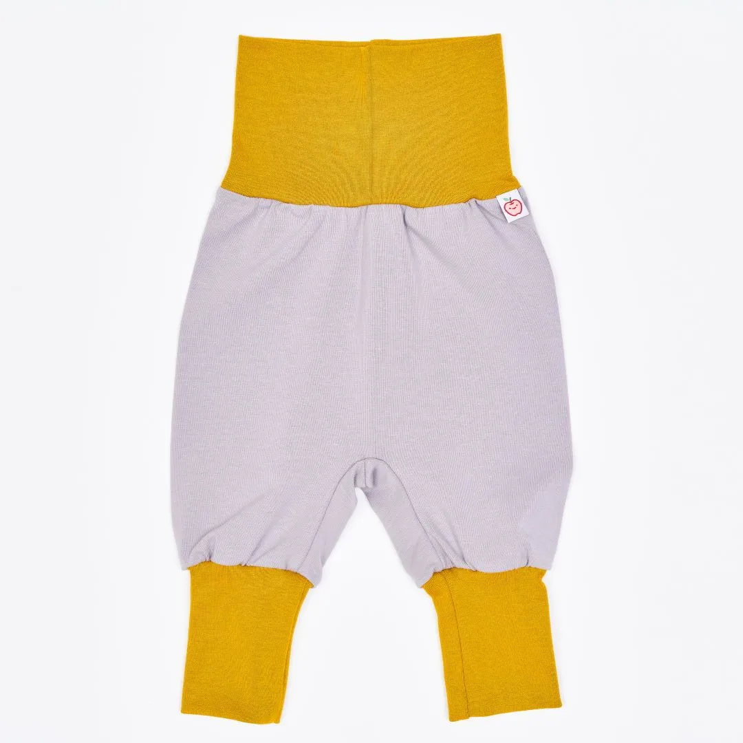 Organic rib pants "Jersey Grey | Ochre" made from 97% organic cotton and 3% elasthane