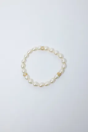 PG Designs Pearl and Gold Stretch Bracelet