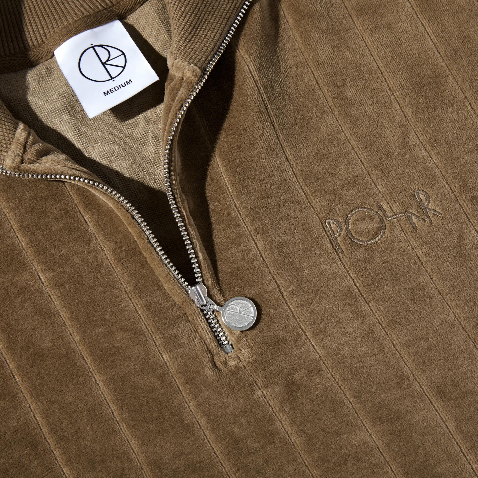 Polar Skate Co. Zip Neck Sweatshirt Stripe Velour Beech