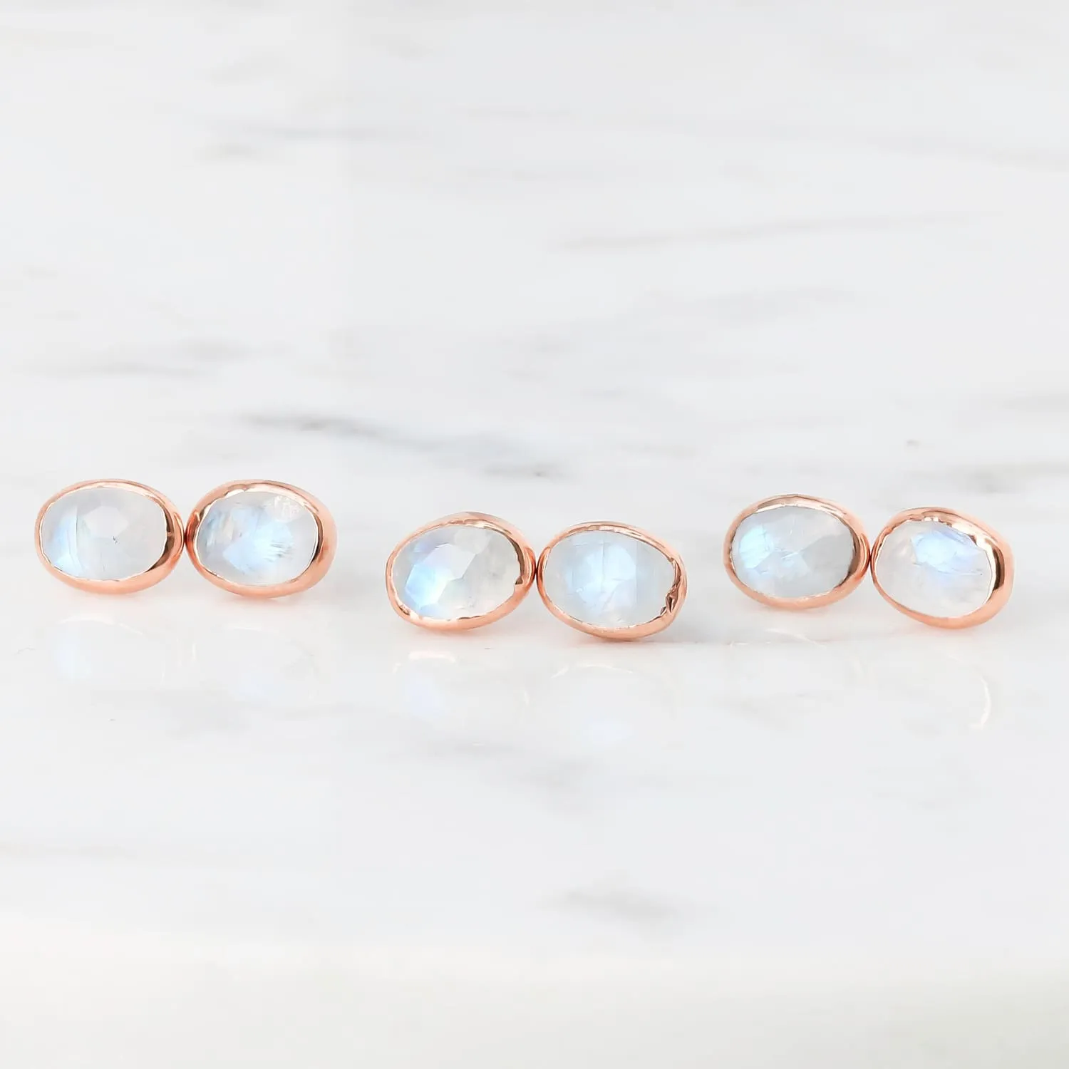 Rainbow Moonstone Stud Earrings