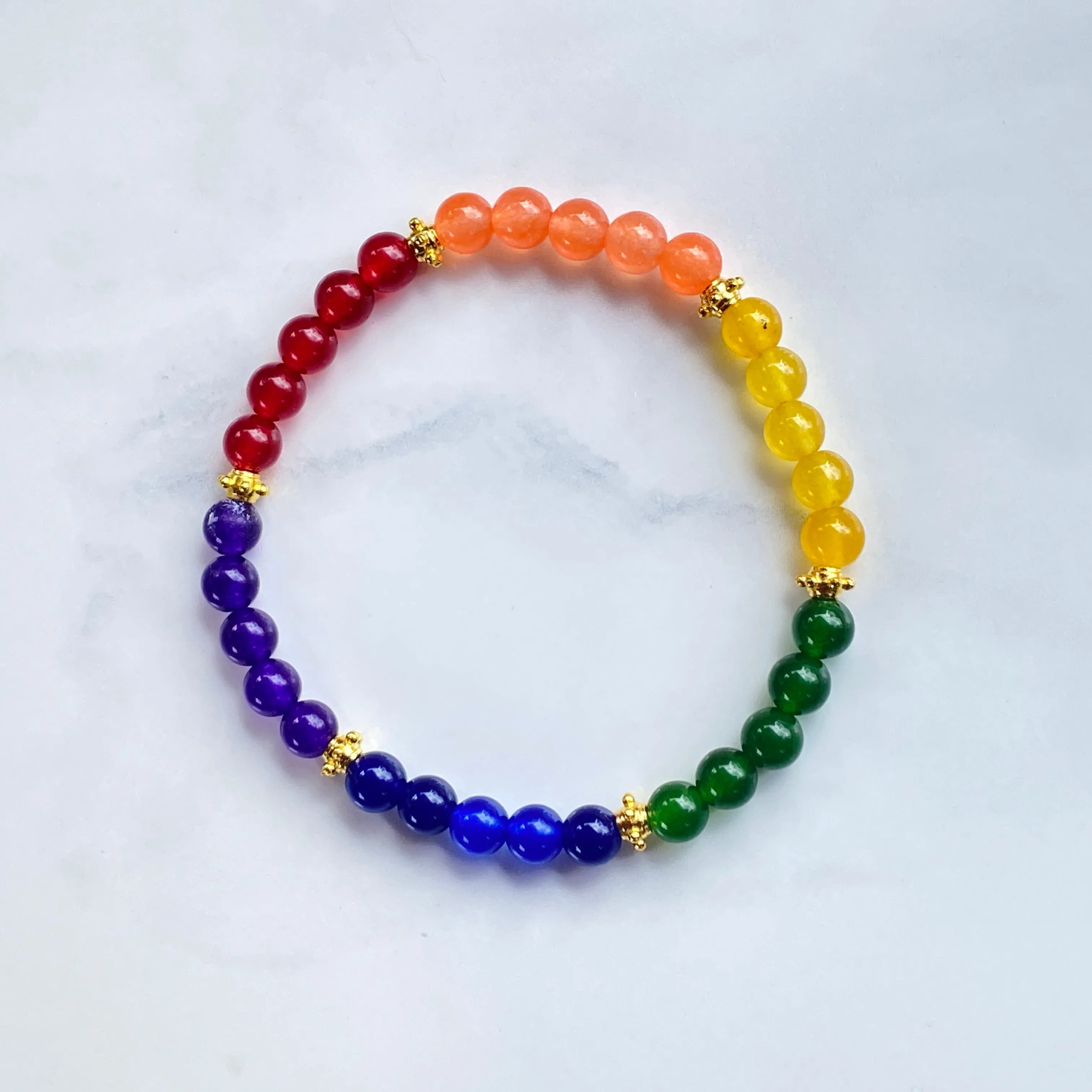 Rainbow of Jade gemstone Pride Bracelet