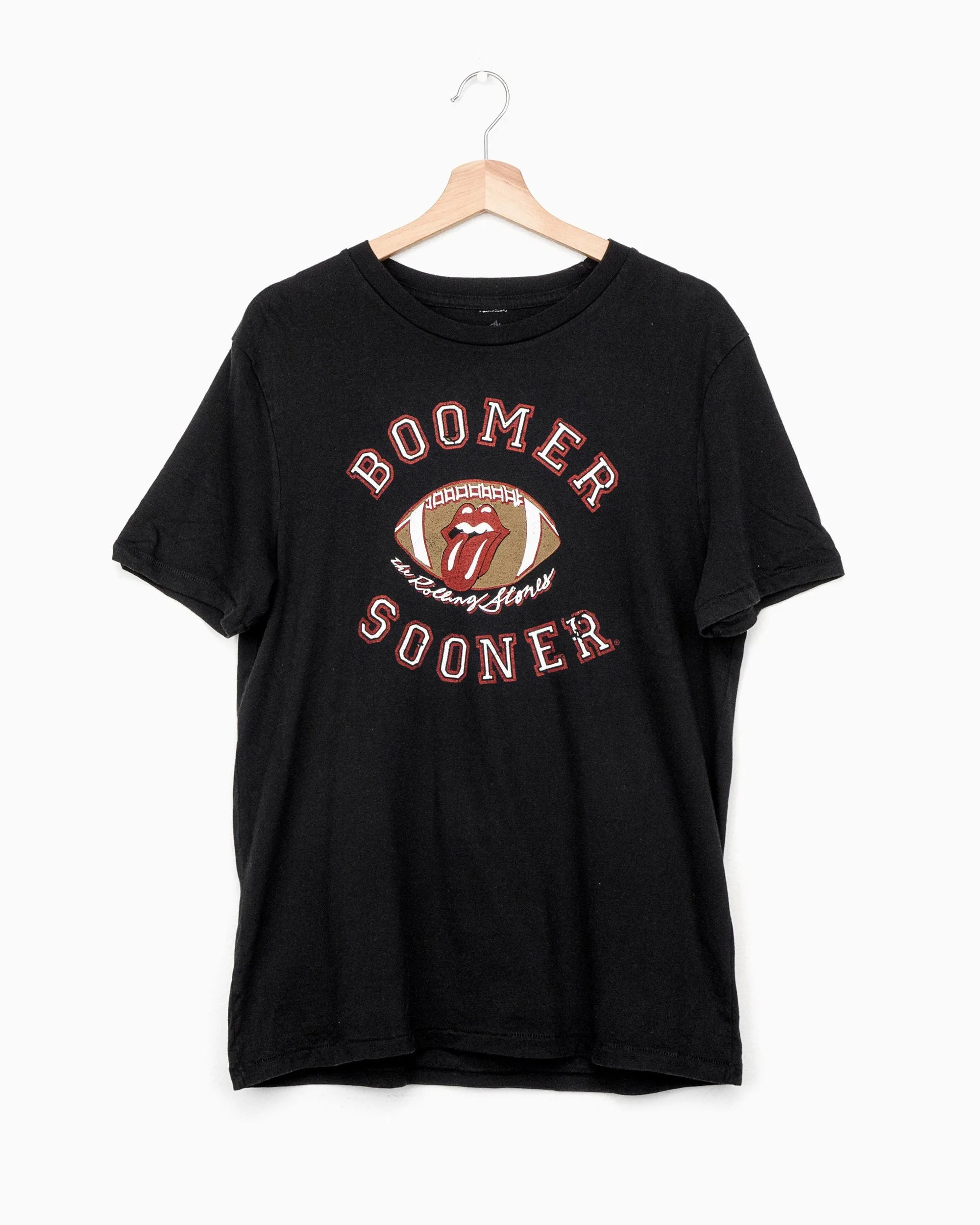 Rolling Stones Boomer Sooner Football Lick Black Tee