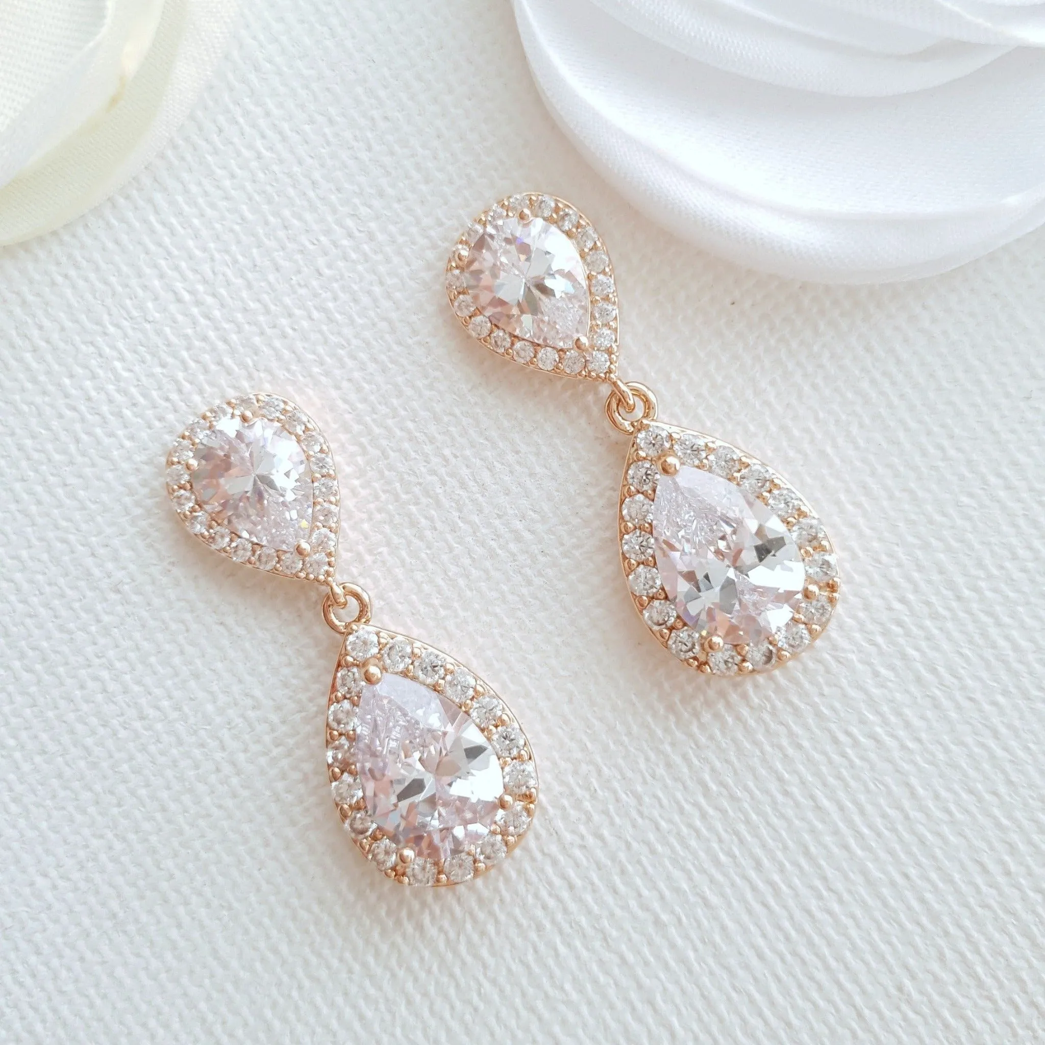 Rose Gold Teardrop Earrings-Emma