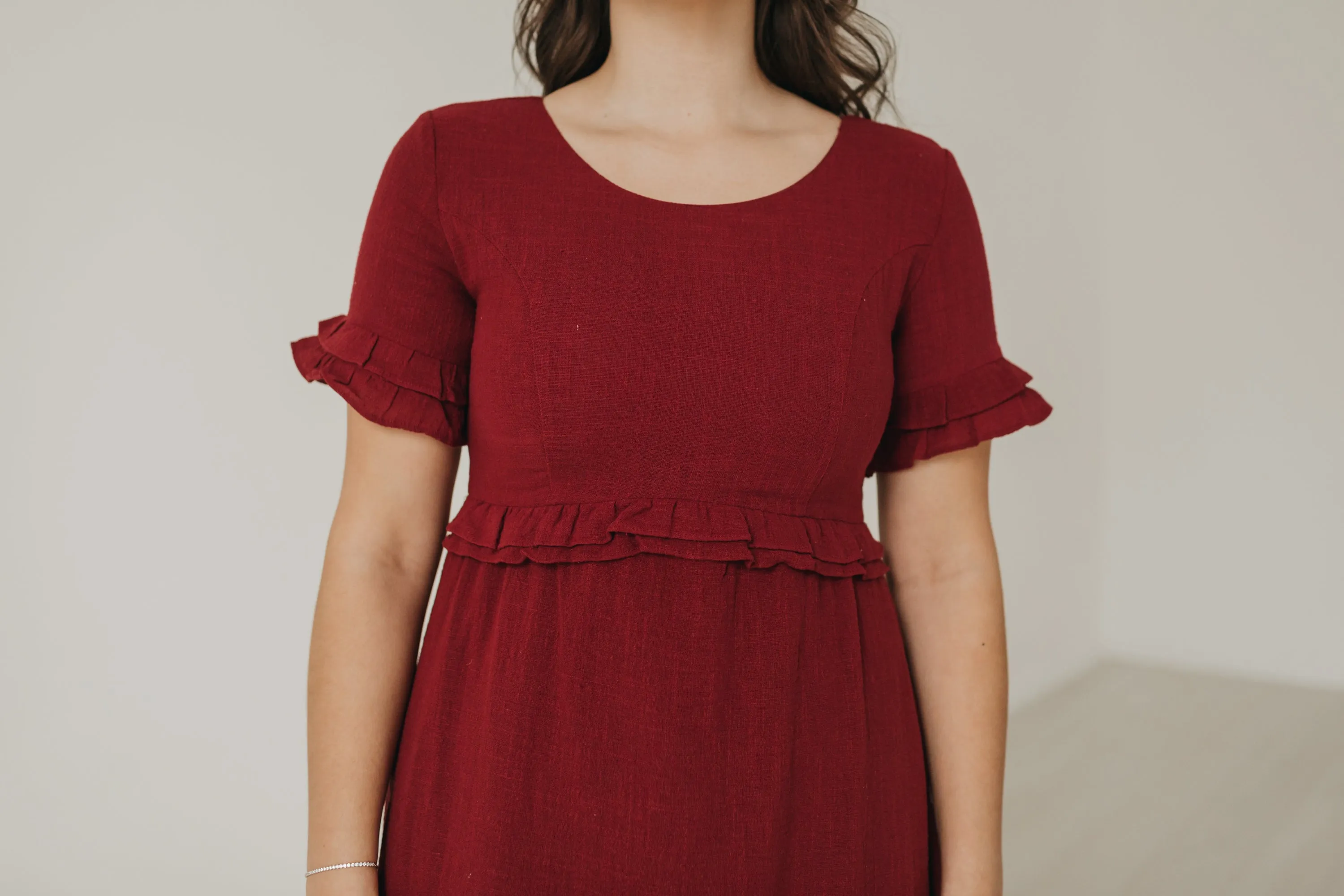 Rosie Knee Length Dress in Cranberry (XS-XXL)