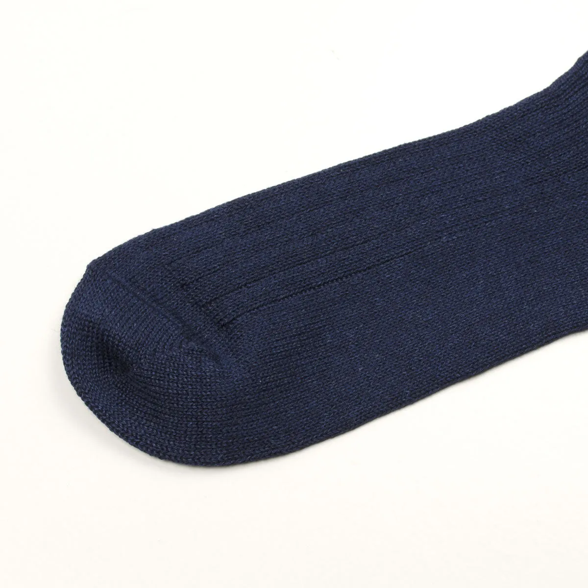 RoToTo - Linen Cotton Rib Crew Socks - Navy