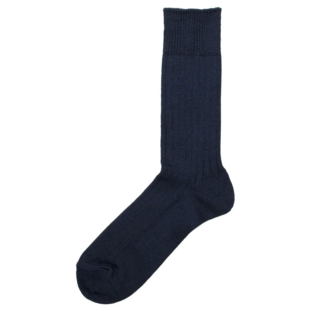 RoToTo - Linen Cotton Rib Crew Socks - Navy