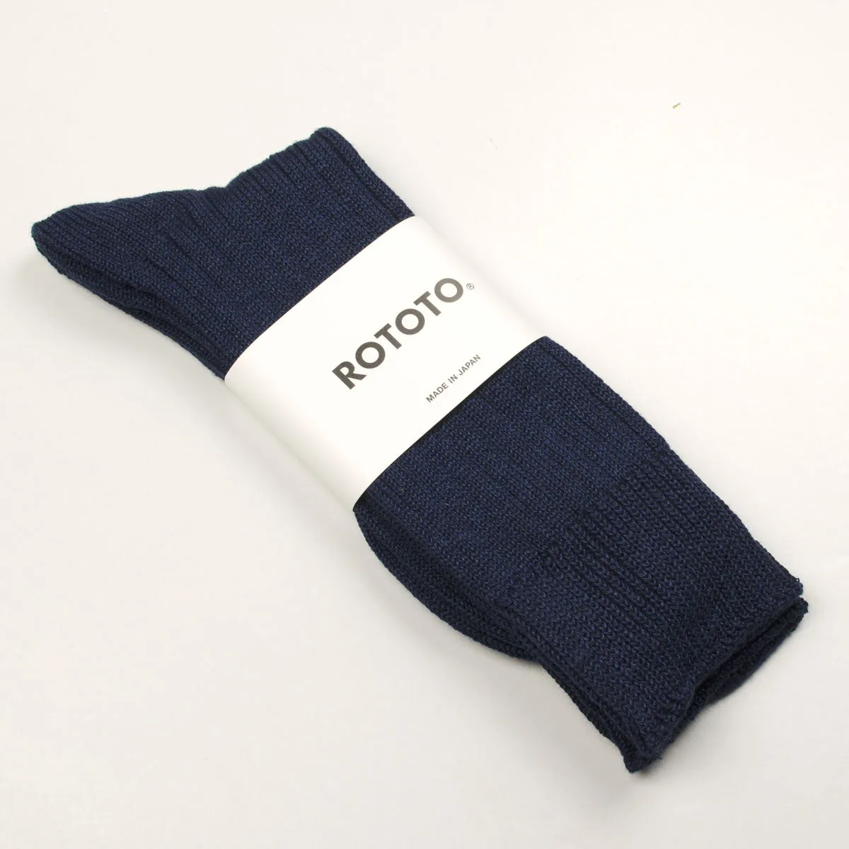 RoToTo - Linen Cotton Rib Crew Socks - Navy