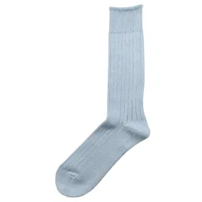 RoToTo - Linen Cotton Rib Socks - Pastel Blue