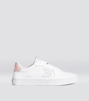 SALVAS White Leather Ice Logo Rose Sneaker Men