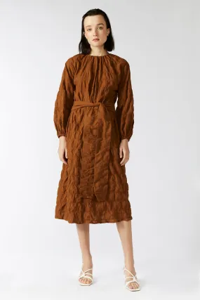 SEED DRESS [ Burnt Orange Cotton, Long Sleeves ]