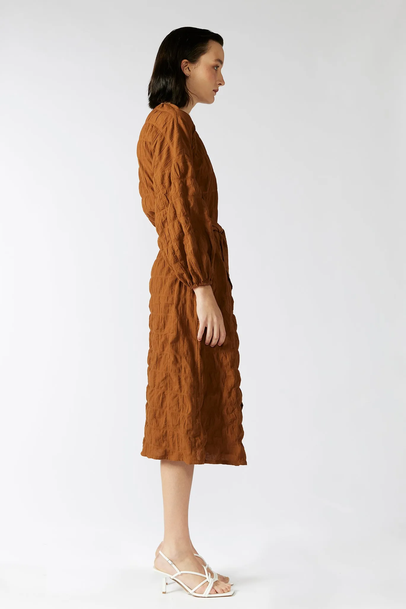 SEED DRESS [ Burnt Orange Cotton, Long Sleeves ]