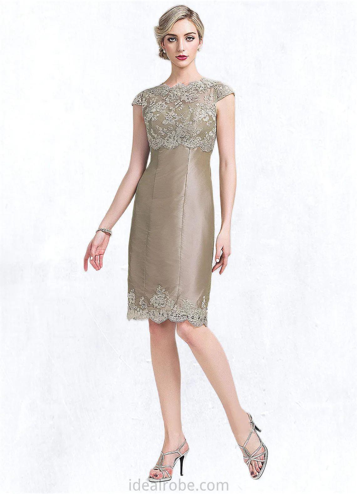 Shea Sheath/Column Scoop Neck Knee-Length Taffeta Mother of the Bride Dress STK126P0014808