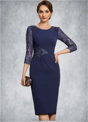 Skylar Sheath/Column Scoop Neck Knee-Length Lace Stretch Crepe Mother of the Bride Dress With Sequins STK126P0014840