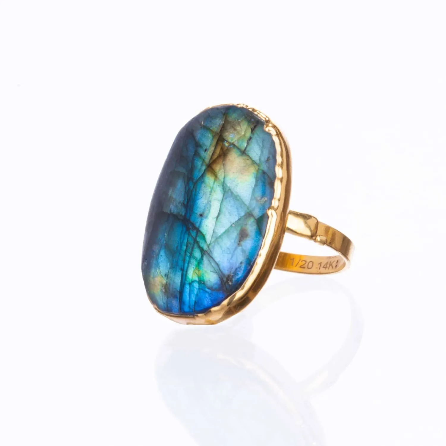 Statement Raw Labradorite Ring, Gold Ring, Labradorite