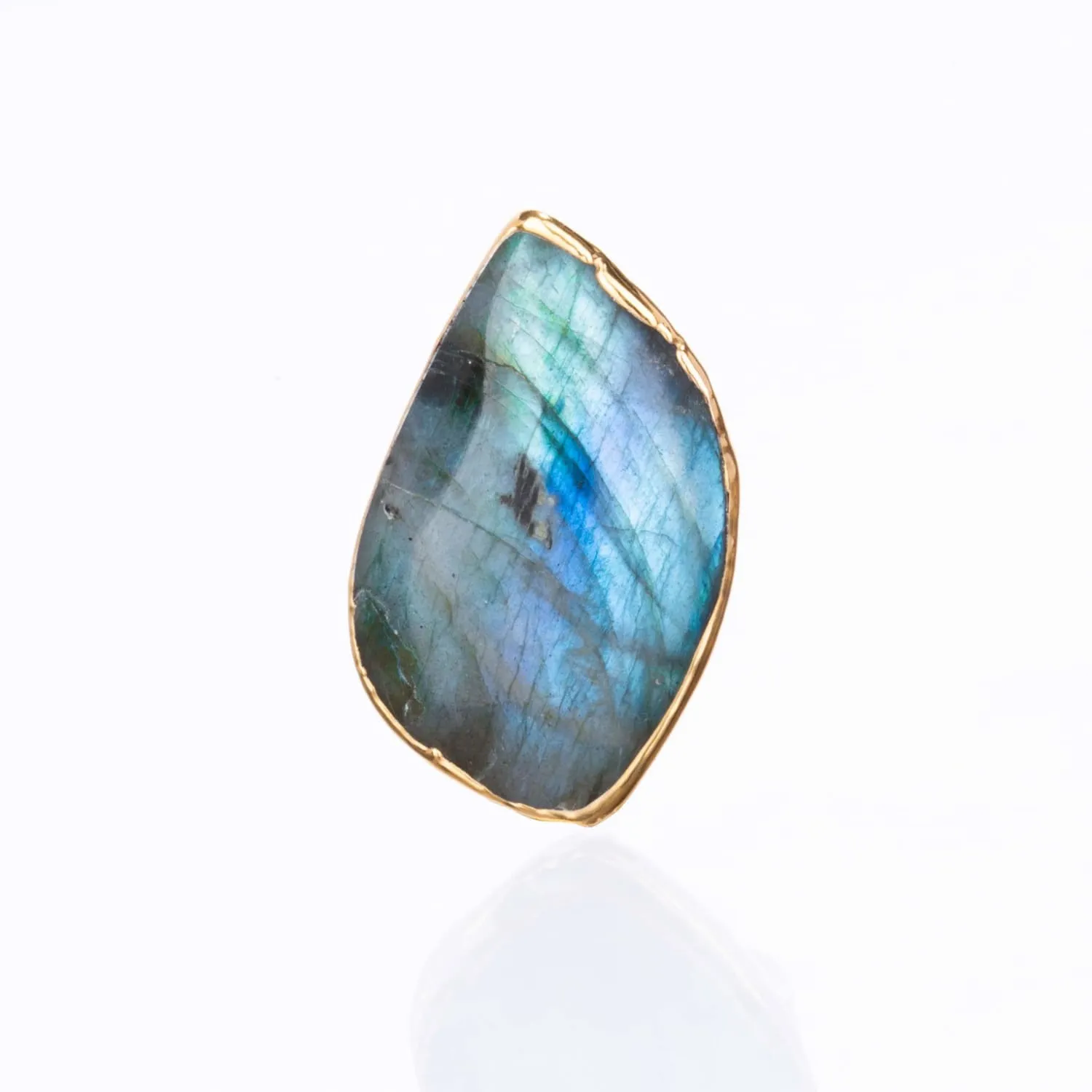 Statement Raw Labradorite Ring, Gold Ring, Labradorite