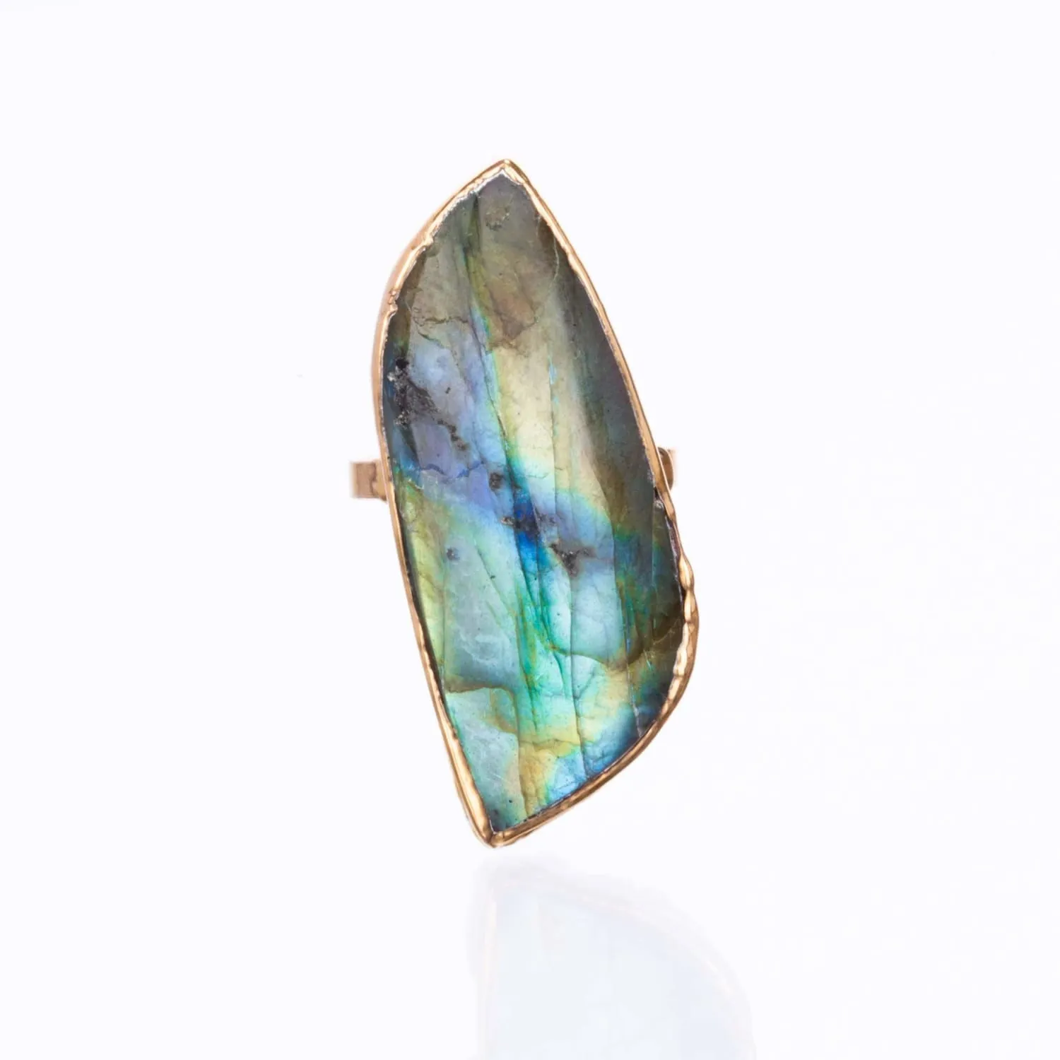 Statement Raw Labradorite Ring, Gold Ring, Labradorite