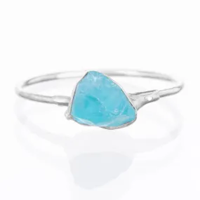 Sterling Silver Raw Blue Apatite Ring, Petite Ring, Crystal