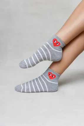 STRIPE HEART SHORT SOCKS