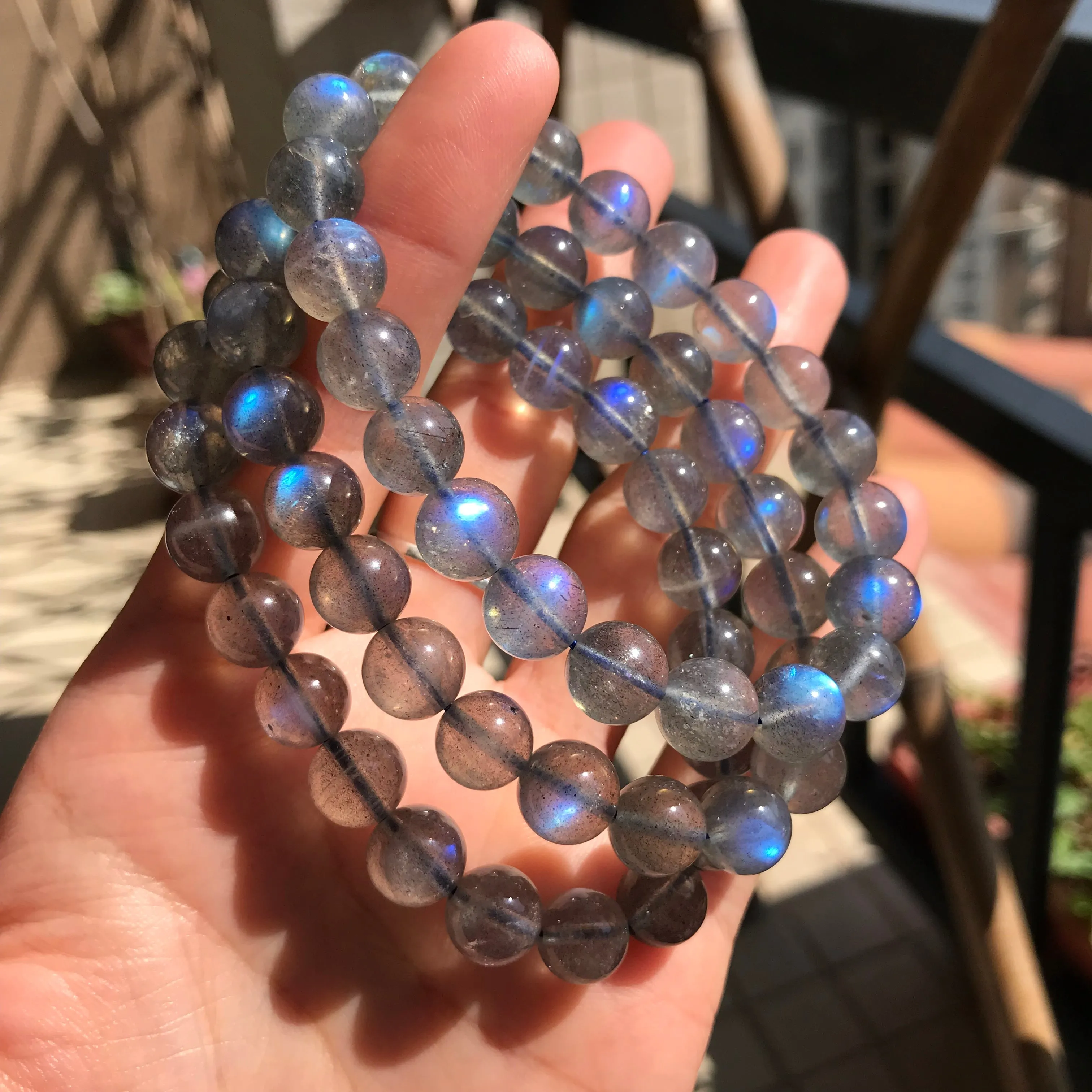 Strong Blue Flash Labradorite Bracelet Natural Healing Crystal Jewelry