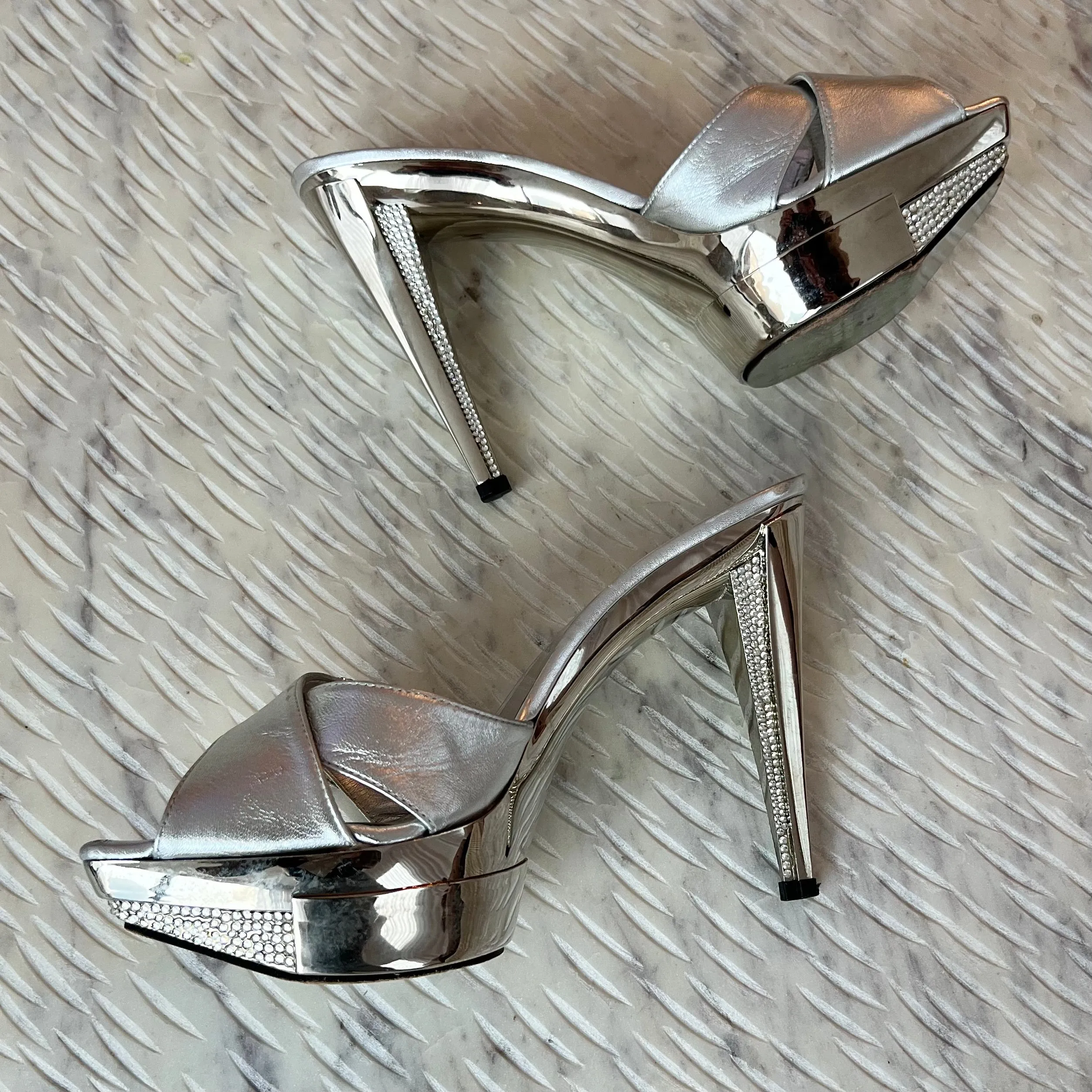 Stuart Weitzman Silver Metallic Heels