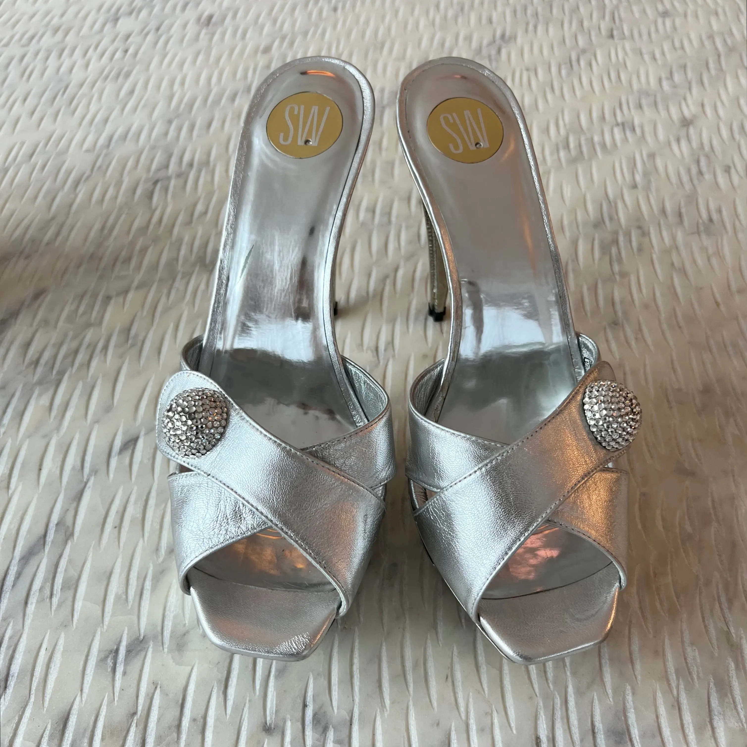 Stuart Weitzman Silver Metallic Heels