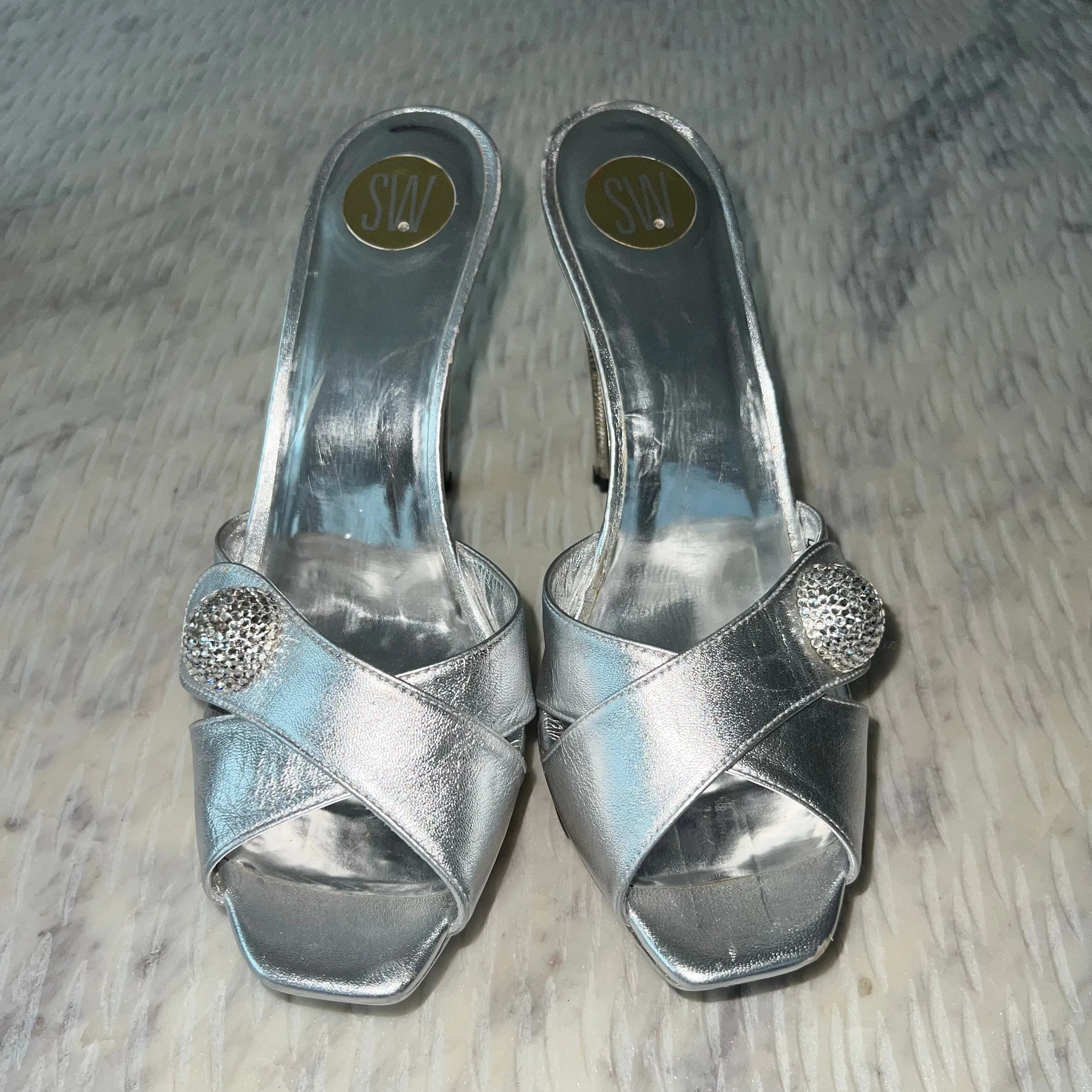 Stuart Weitzman Silver Metallic Heels