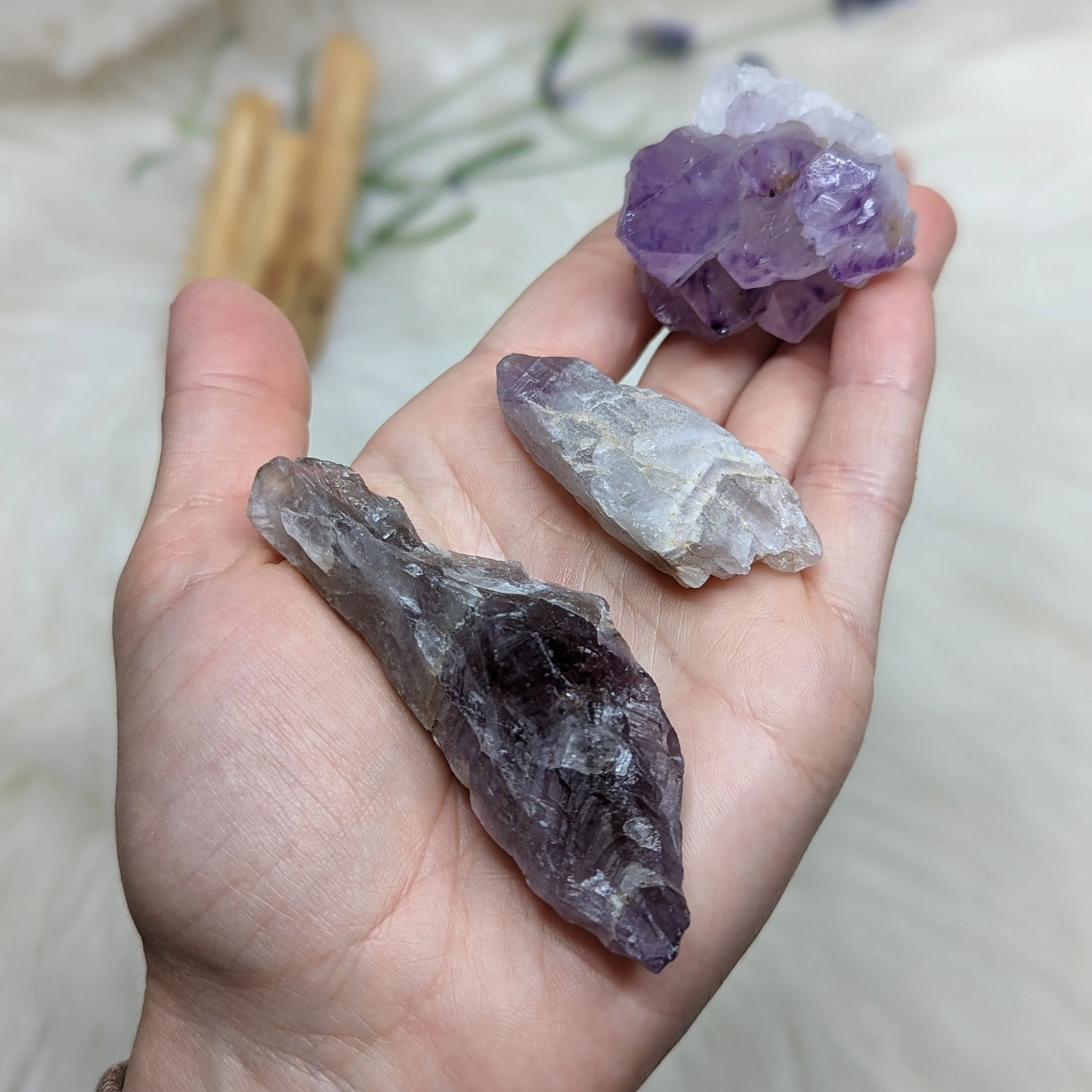 Sweet Purple Stone set! Super 7, Auralite-23, Amethyst Cluster - Set 4