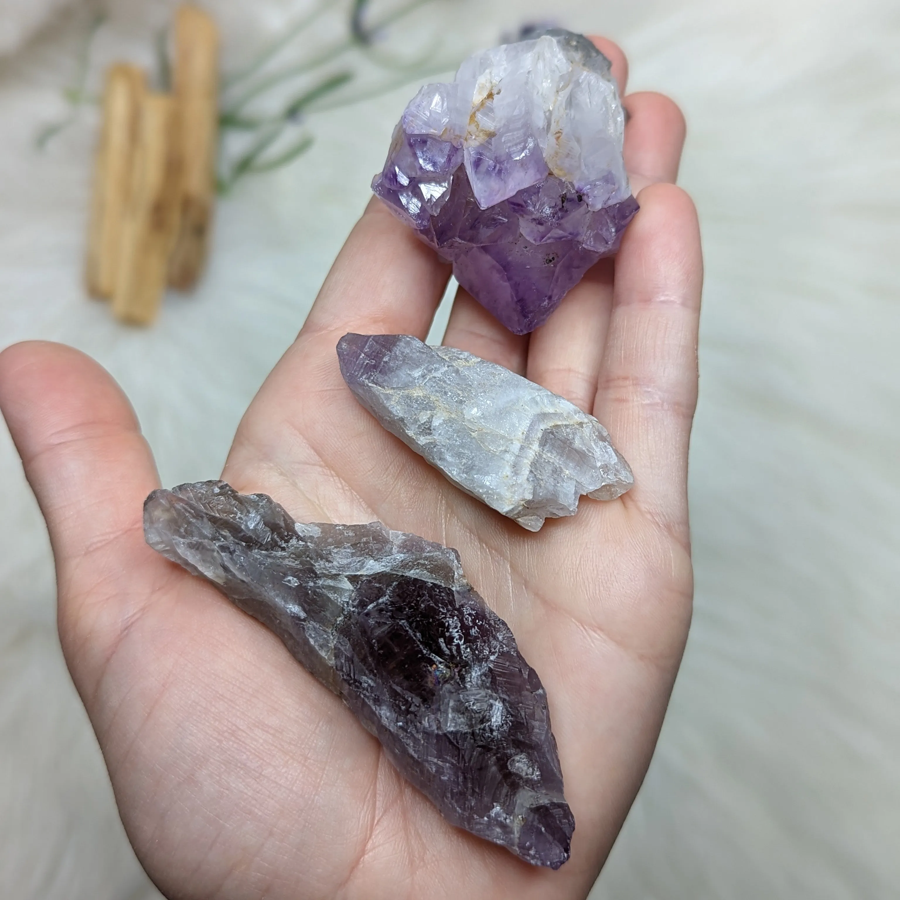 Sweet Purple Stone set! Super 7, Auralite-23, Amethyst Cluster - Set 4