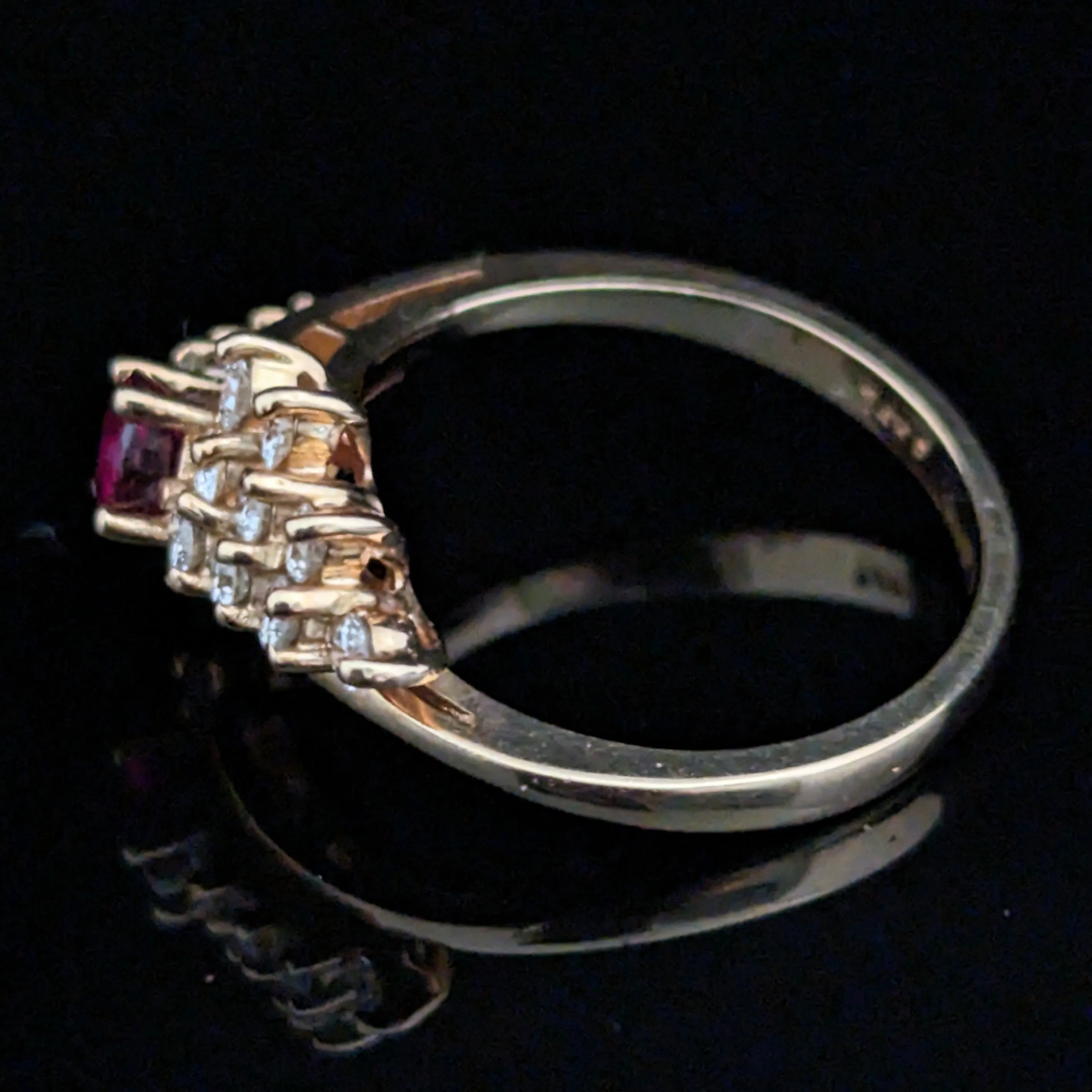 The Atlanta - Vintage Ruby Diamond 14k Gold Cluster Ring