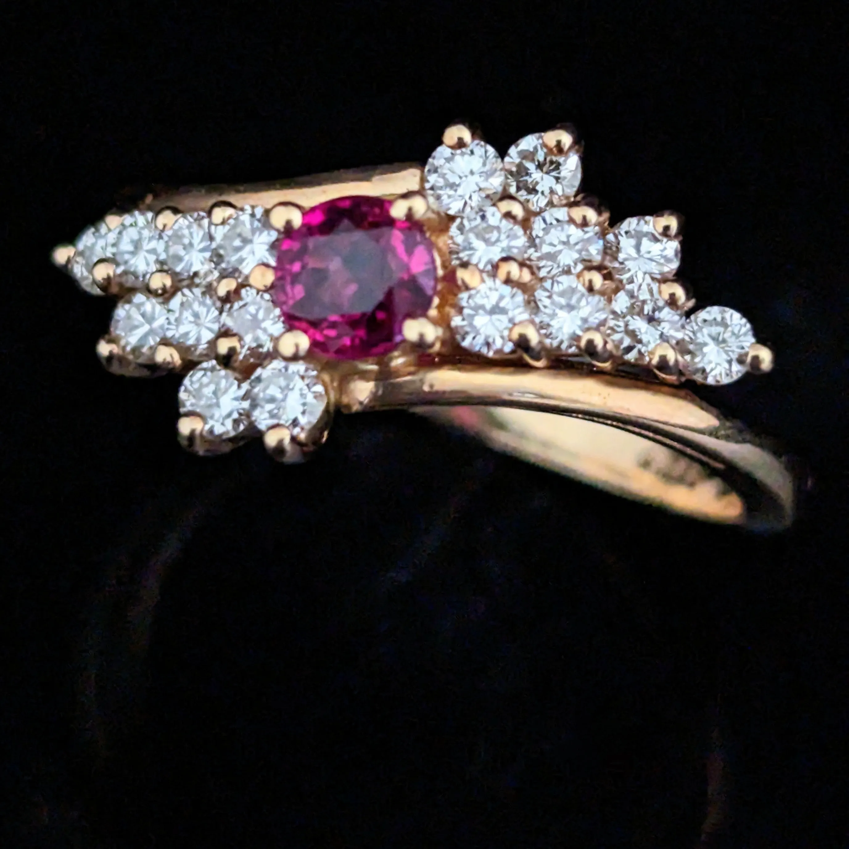 The Atlanta - Vintage Ruby Diamond 14k Gold Cluster Ring