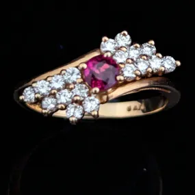 The Atlanta - Vintage Ruby Diamond 14k Gold Cluster Ring