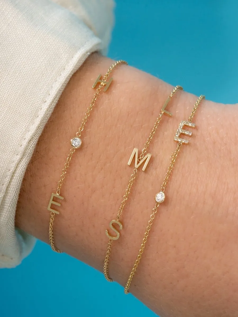 The Diamond Initial Bracelet 14K - 2 Letters