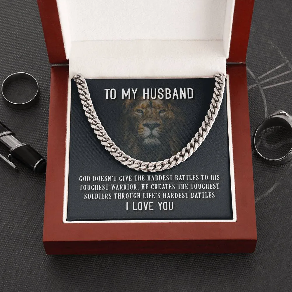 To My Husband Necklace from Wife, God Doesn't Give the Hardest Battles to His Toughest Warrior