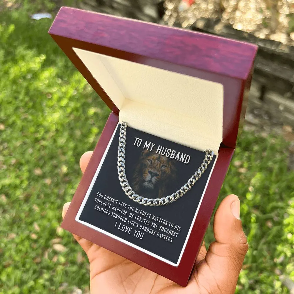 To My Husband Necklace from Wife, God Doesn't Give the Hardest Battles to His Toughest Warrior