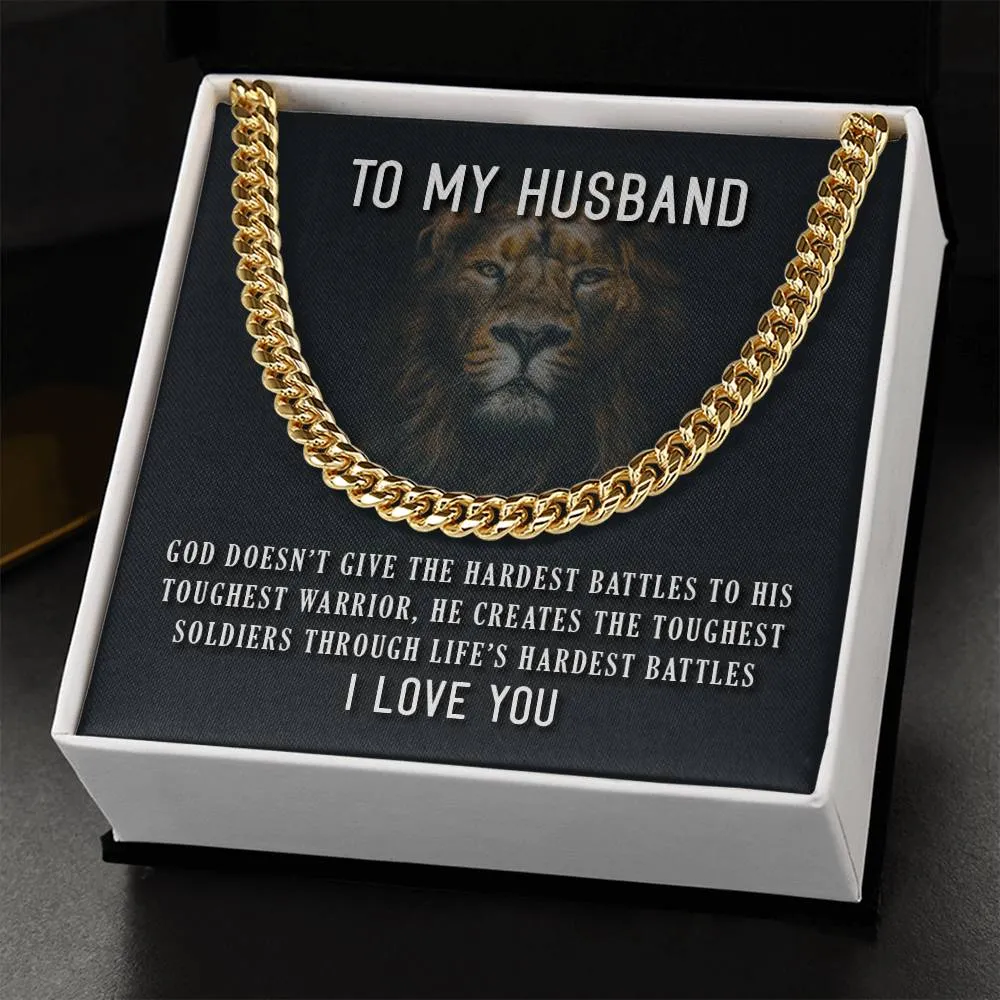 To My Husband Necklace from Wife, God Doesn't Give the Hardest Battles to His Toughest Warrior