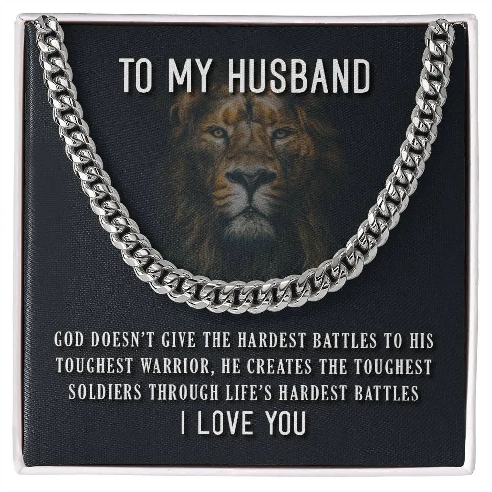 To My Husband Necklace from Wife, God Doesn't Give the Hardest Battles to His Toughest Warrior