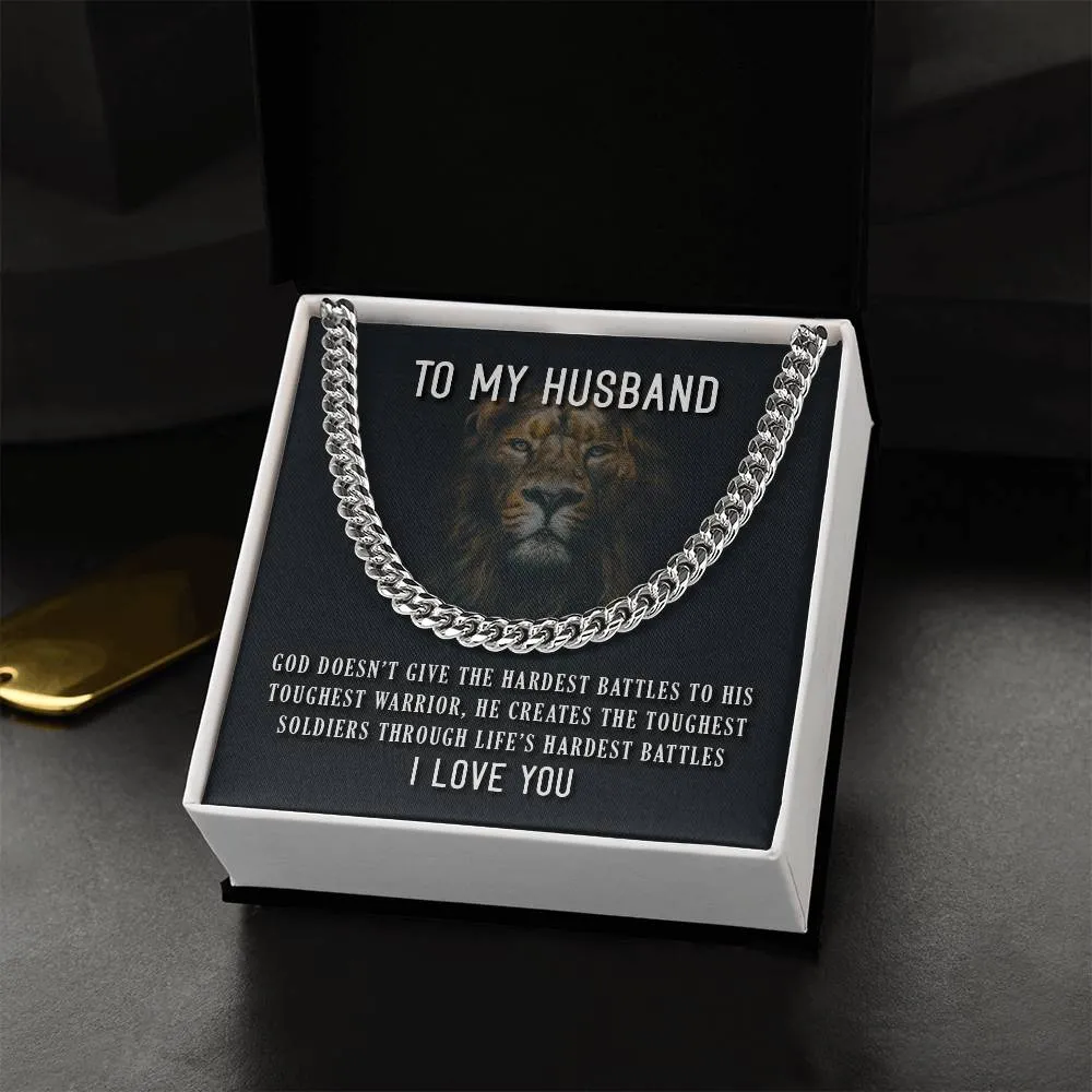 To My Husband Necklace from Wife, God Doesn't Give the Hardest Battles to His Toughest Warrior