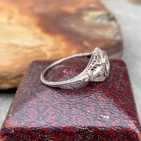 Vintage Filigree Engagement Ring, Old Euro 0.33ct.