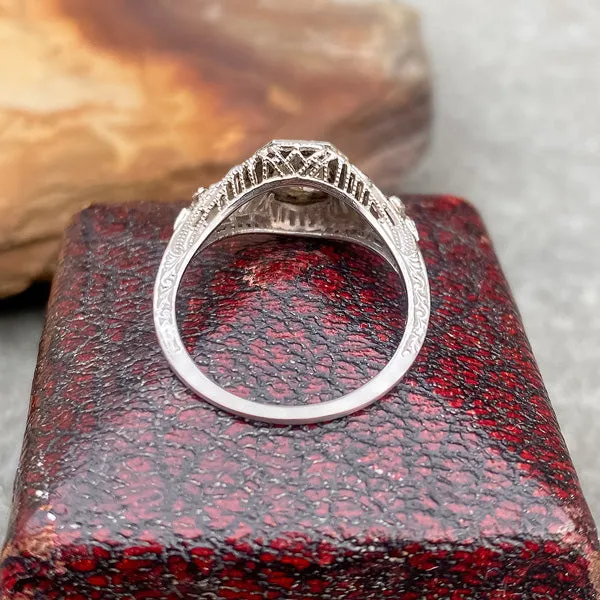 Vintage Filigree Engagement Ring, Old Euro 0.33ct.