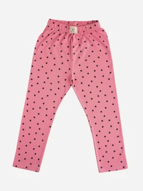 White heart pattern in pink leggings  for baby girl