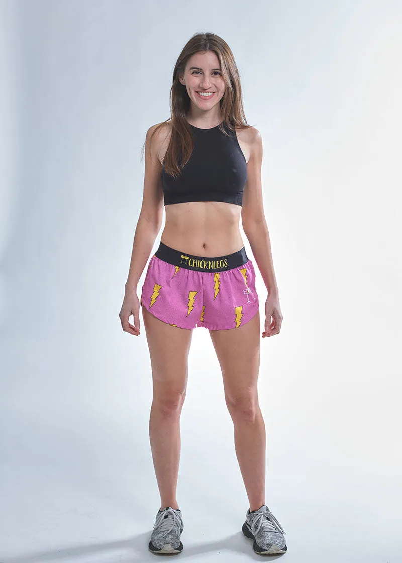 Women's Hot Pink Bolts 1.5" Split Shorts