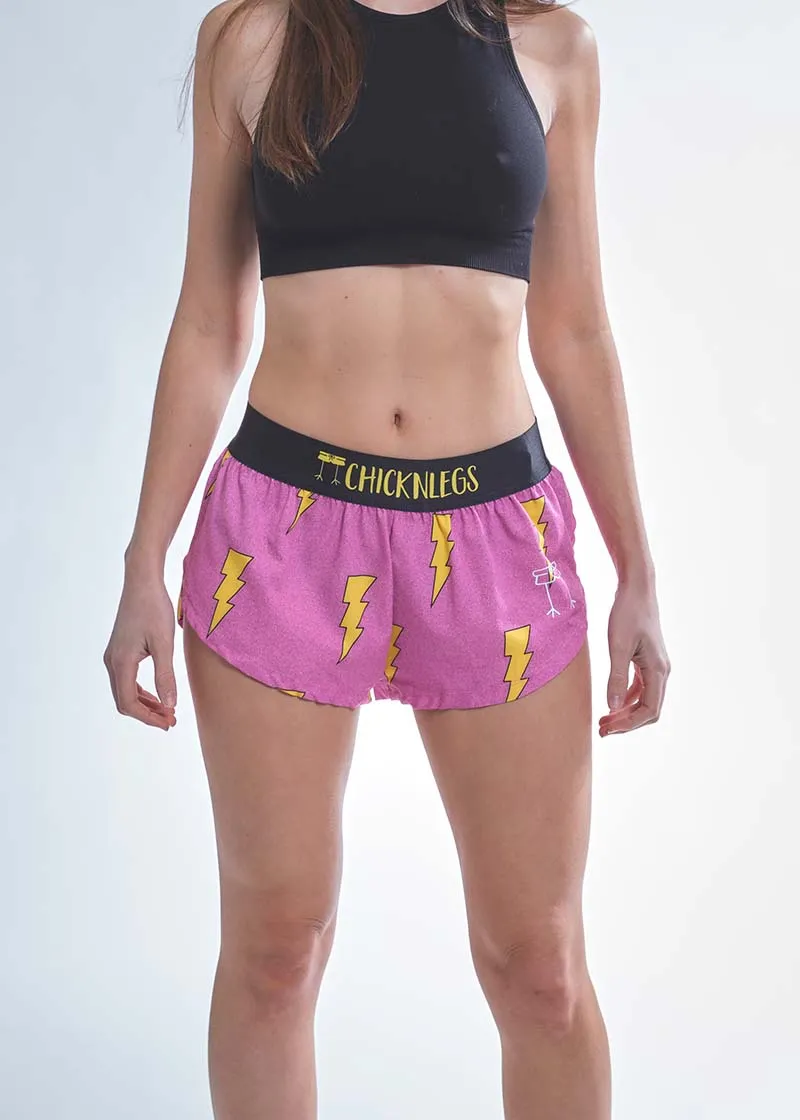 Women's Hot Pink Bolts 1.5" Split Shorts